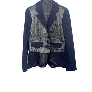 Katharine Kidd blazer jacket New with tags Size 4 black vegan leather peplum